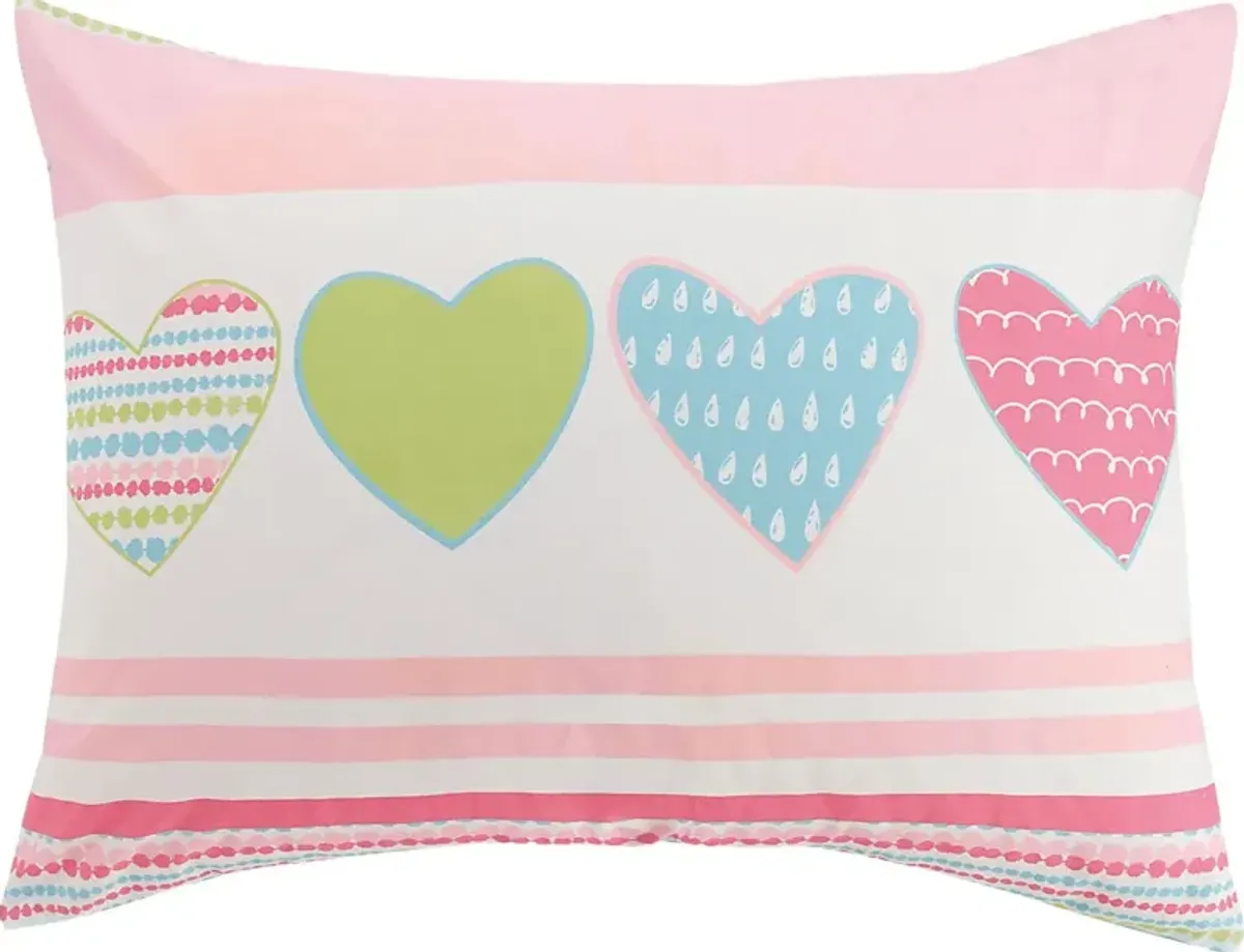 Kids Heart Of Love Pink 5 Pc Full Comforter Set