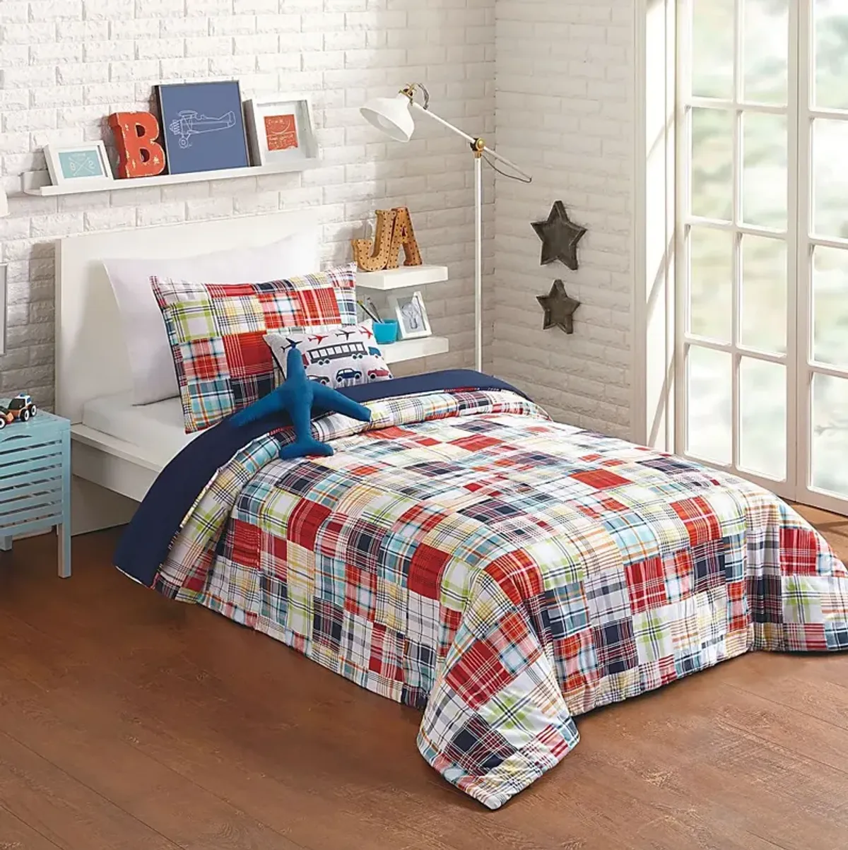 Kids Patchy Roads Blue 5 Pc Full Comforter Set