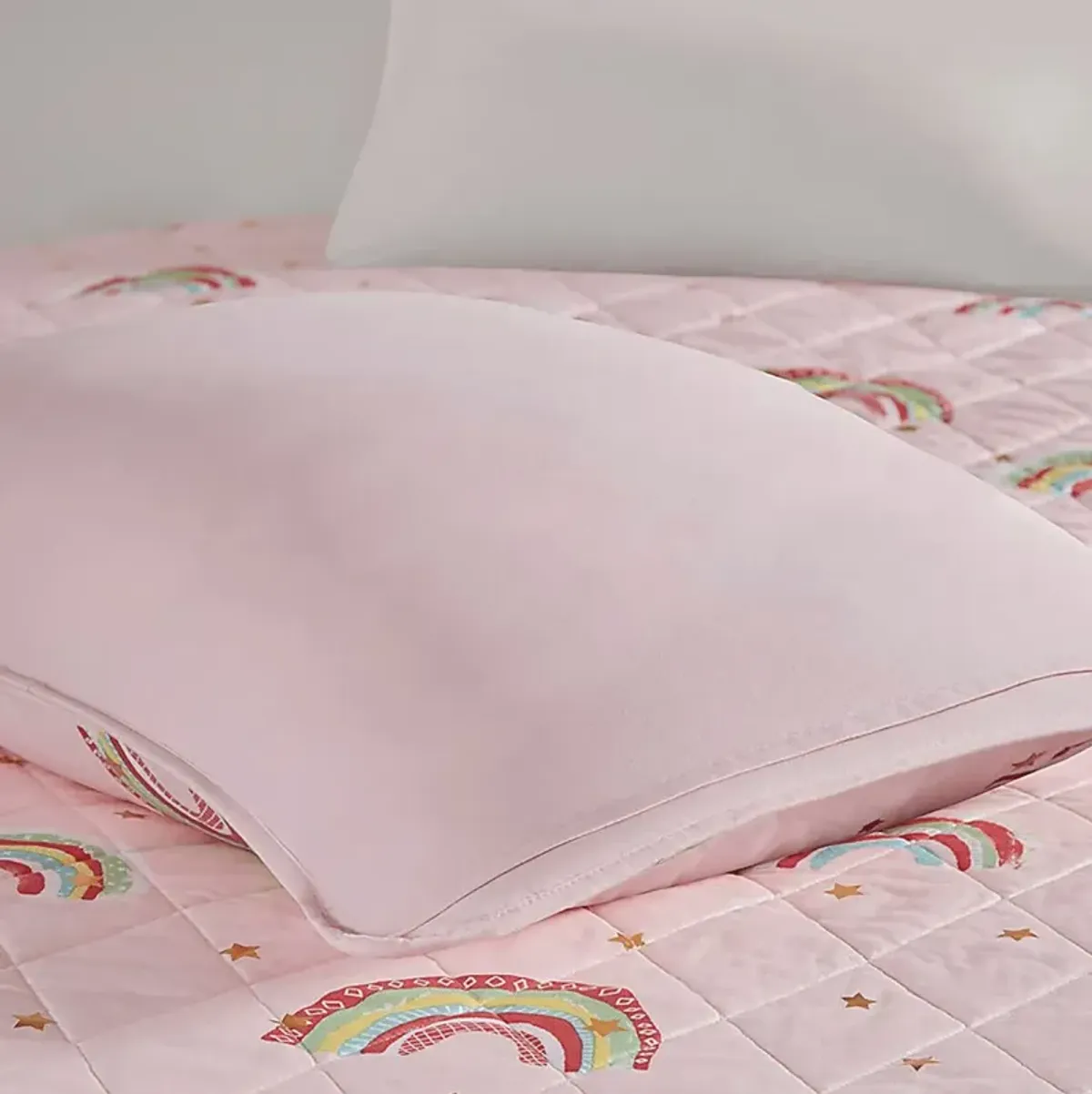 Kids Rainbow Smile Pink 4 Pc Full/Queen Coverlet Set