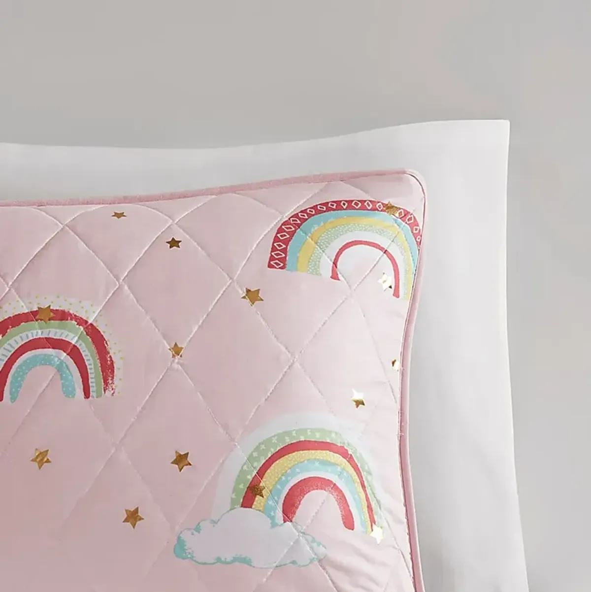 Kids Rainbow Smile Pink 4 Pc Full/Queen Coverlet Set