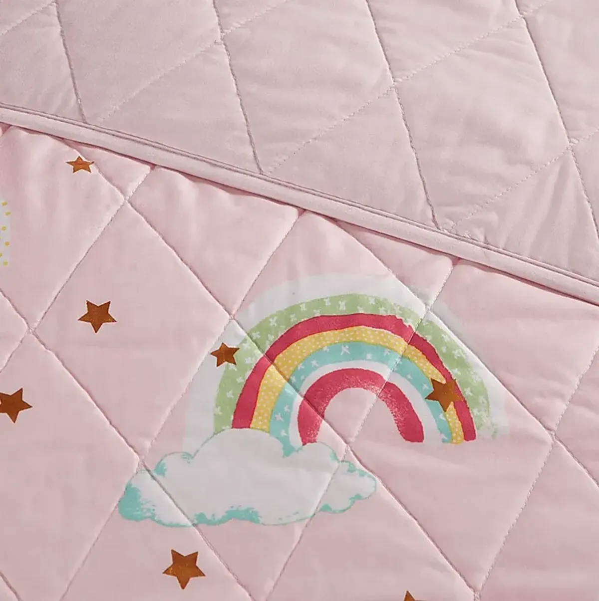 Kids Rainbow Smile Pink 4 Pc Full/Queen Coverlet Set