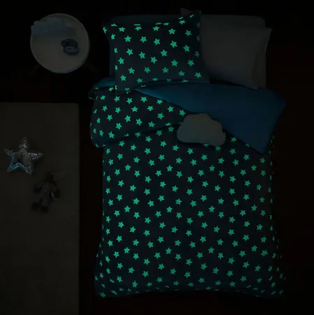 Kids Plush Stars Aqua 4 Pc Full/Queen Comforter Set
