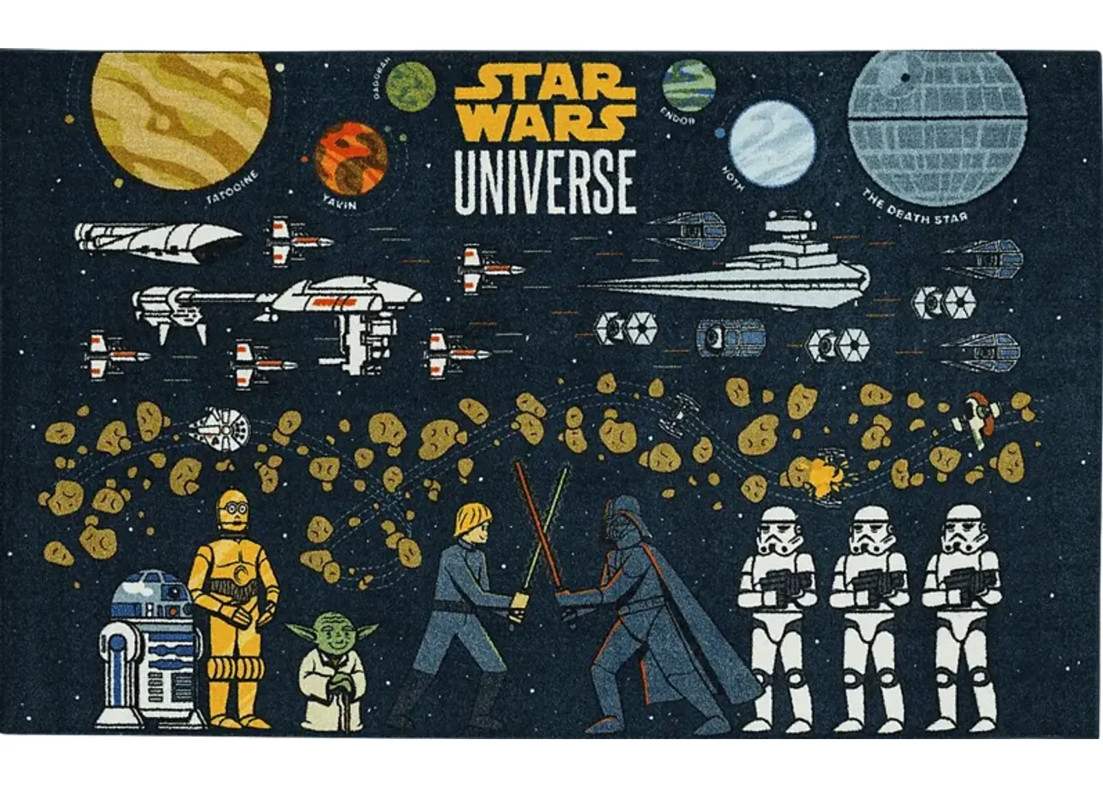 Kids Star Wars Collage Black 5' x 8' Rug