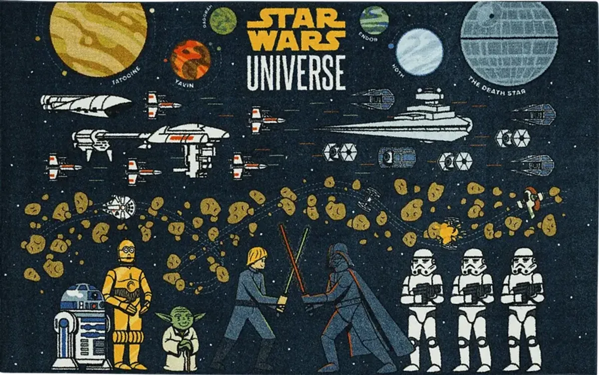 Kids Star Wars Collage Black 5' x 8' Rug