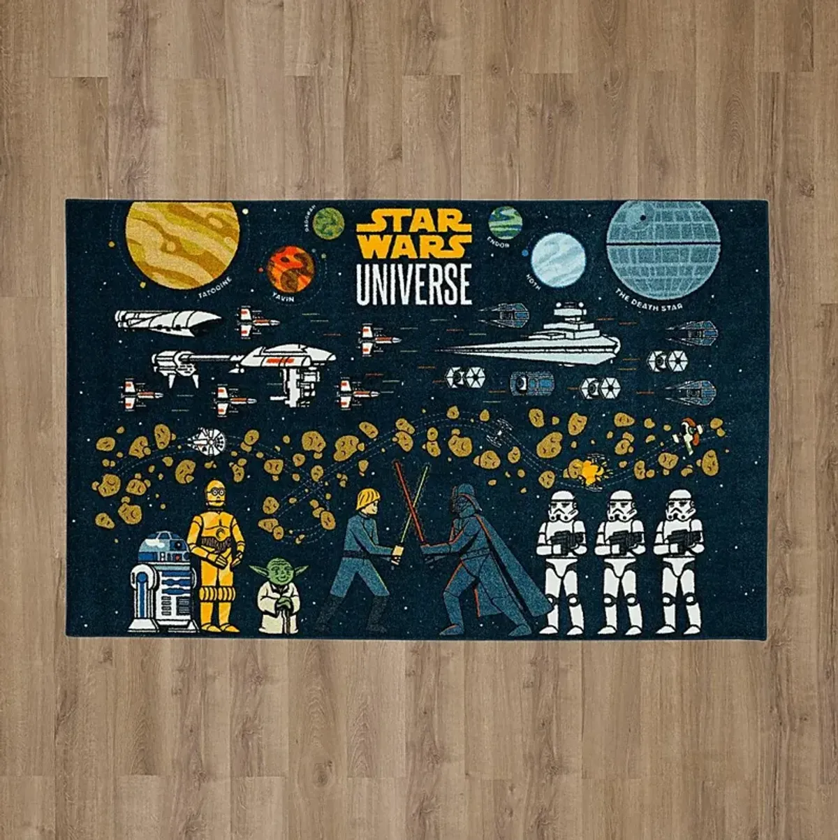 Kids Star Wars Collage Black 8' x 10' Rug