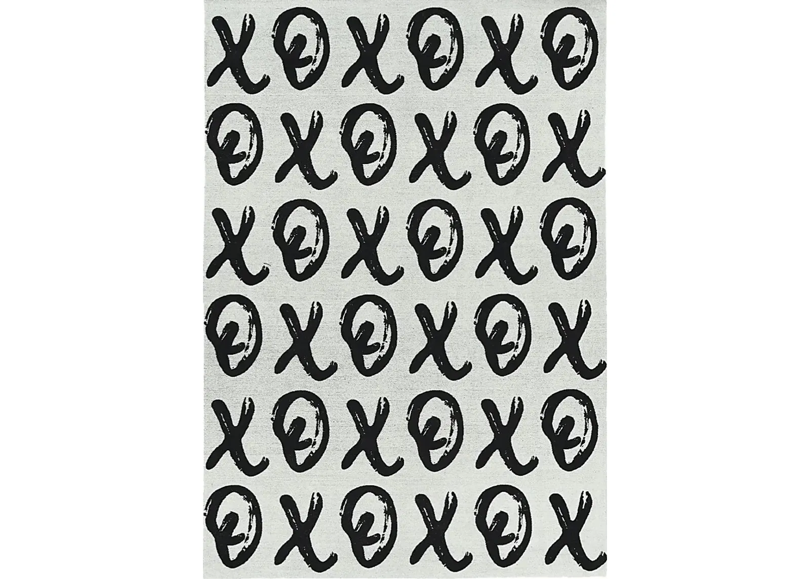 Kids X's and O's Black 7' x 9' Rug