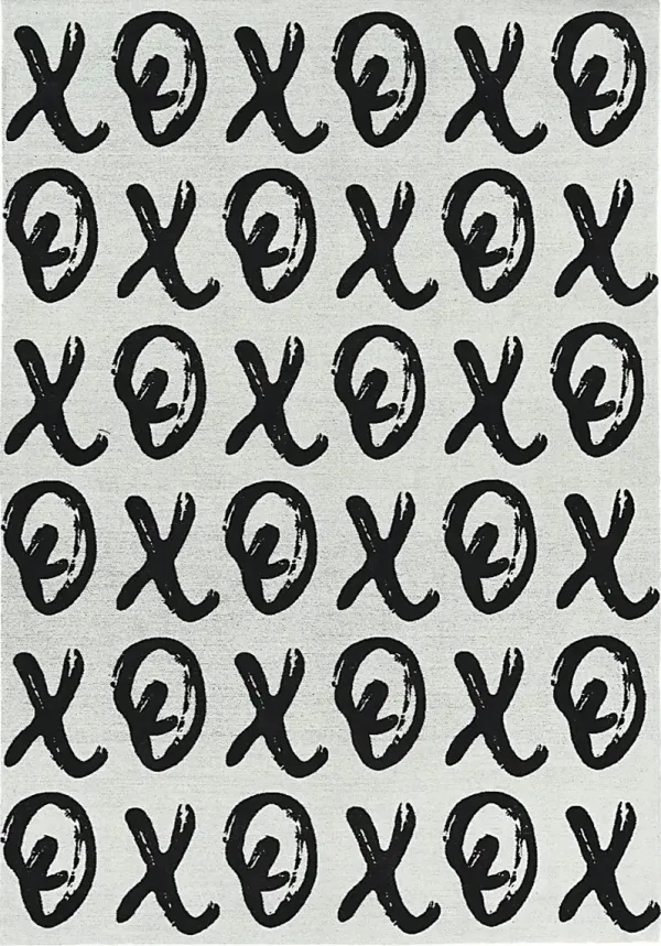 Kids X's and O's Black 7' x 9' Rug