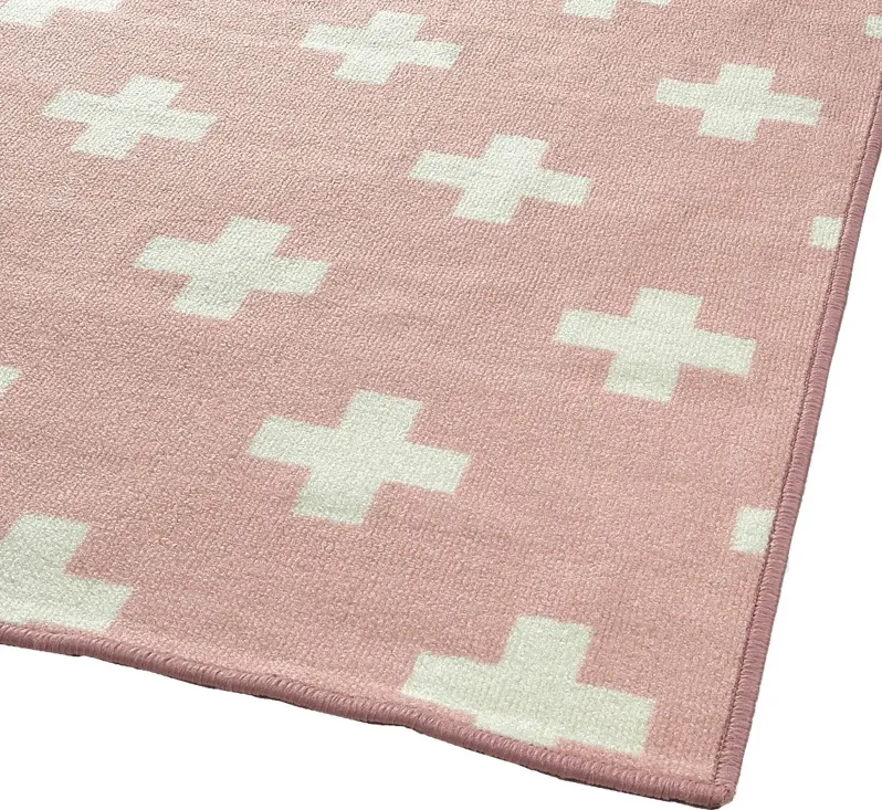 Kids Swiss Cross Pink 5' x 7' Rug