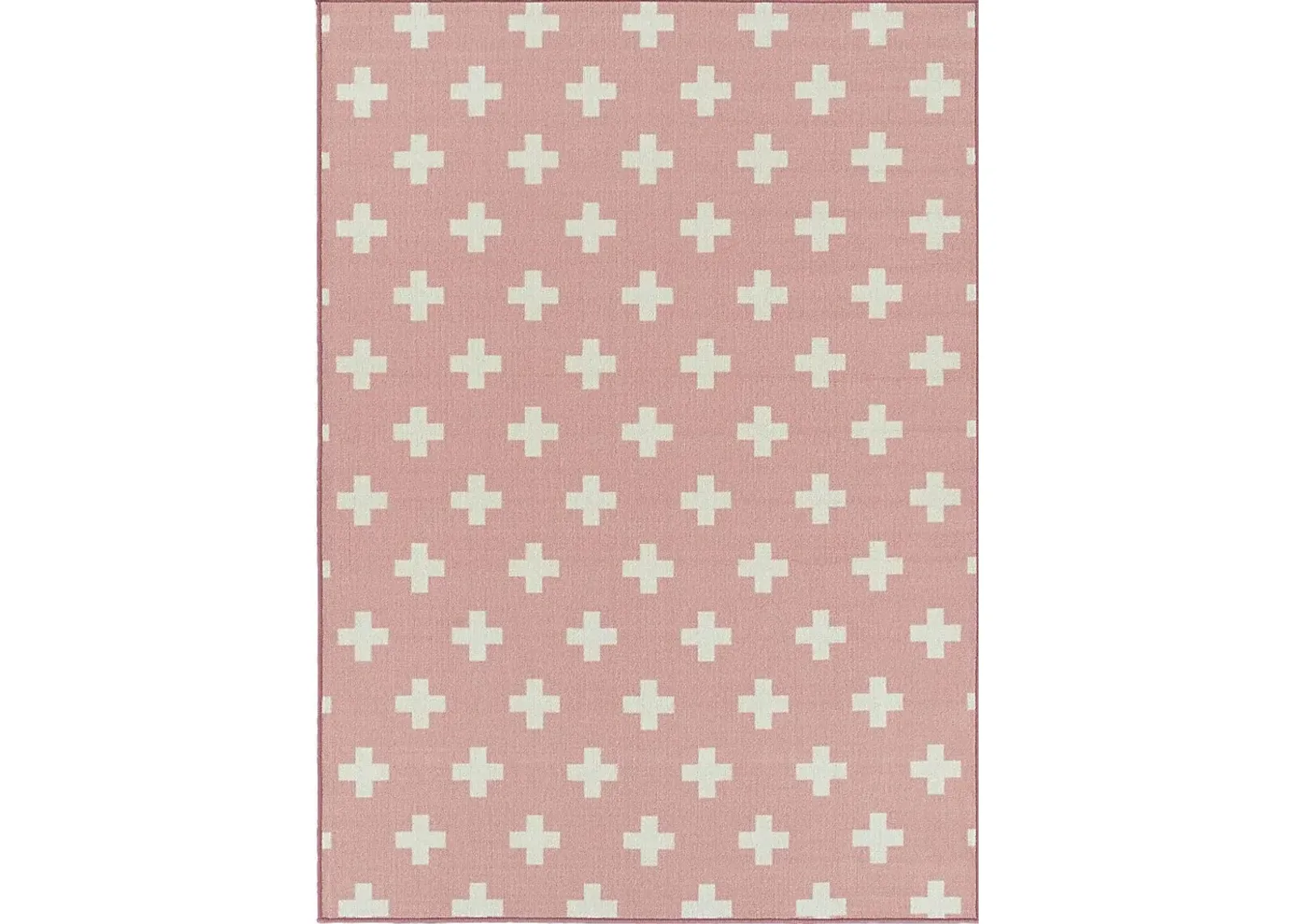 Kids Swiss Cross Pink 5' x 7' Rug