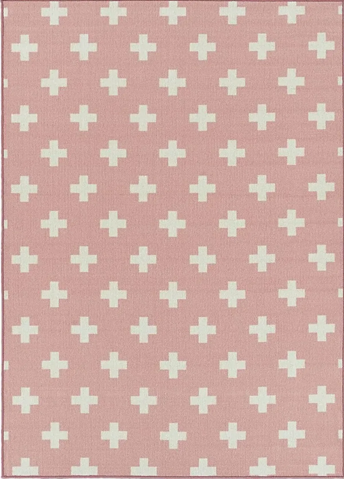 Kids Swiss Cross Pink 5' x 7' Rug