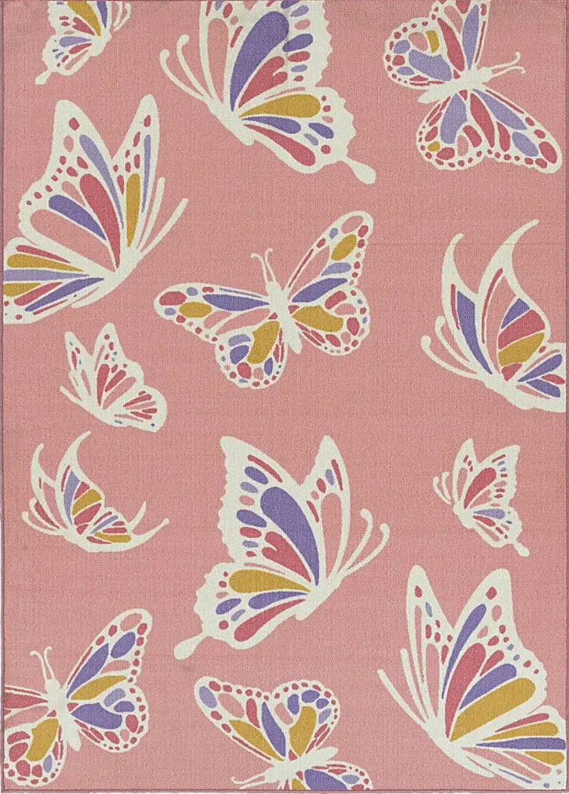 Kids Butterfly Spice Pink 7' x 9' Rug
