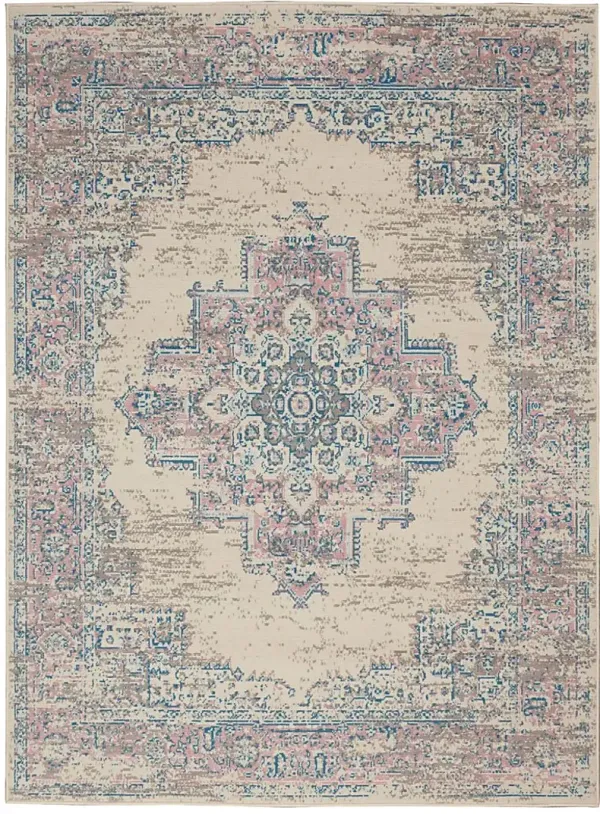 Kids Royal Princess Decor Pink 5'3 x 7'3 Medallion Rug