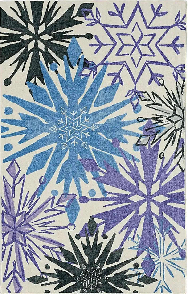 Kids Disney's Montage of Snowflakes White 8' x 10' Rug