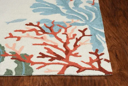 Kids Bright Coral Ivory 5' x 7'5 Rug