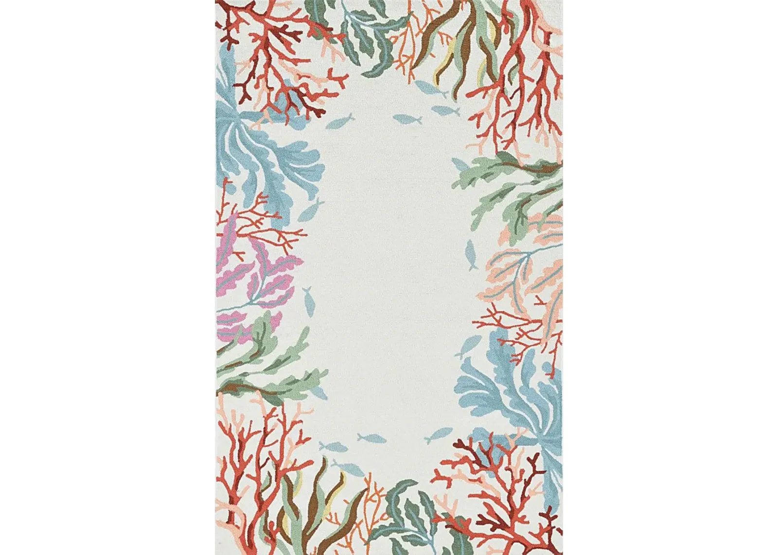 Kids Bright Coral Ivory 5' x 7'5 Rug