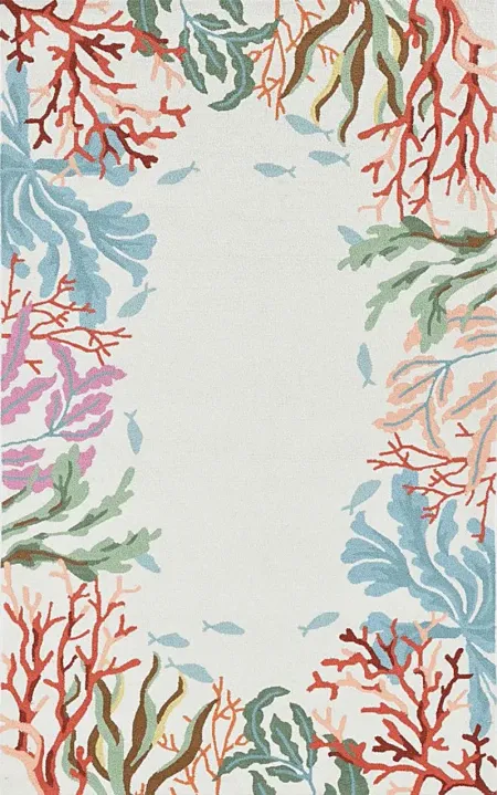 Kids Bright Coral Ivory 5' x 7'5 Rug
