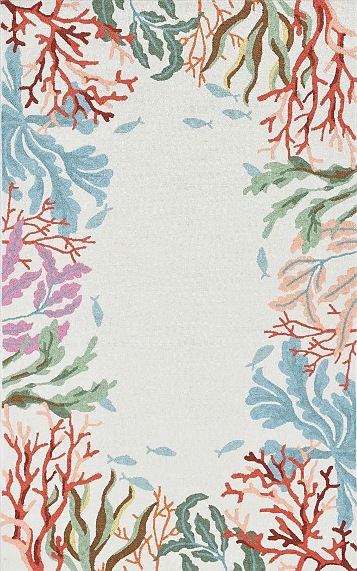 Kids Bright Coral Ivory 5' x 7'5 Rug