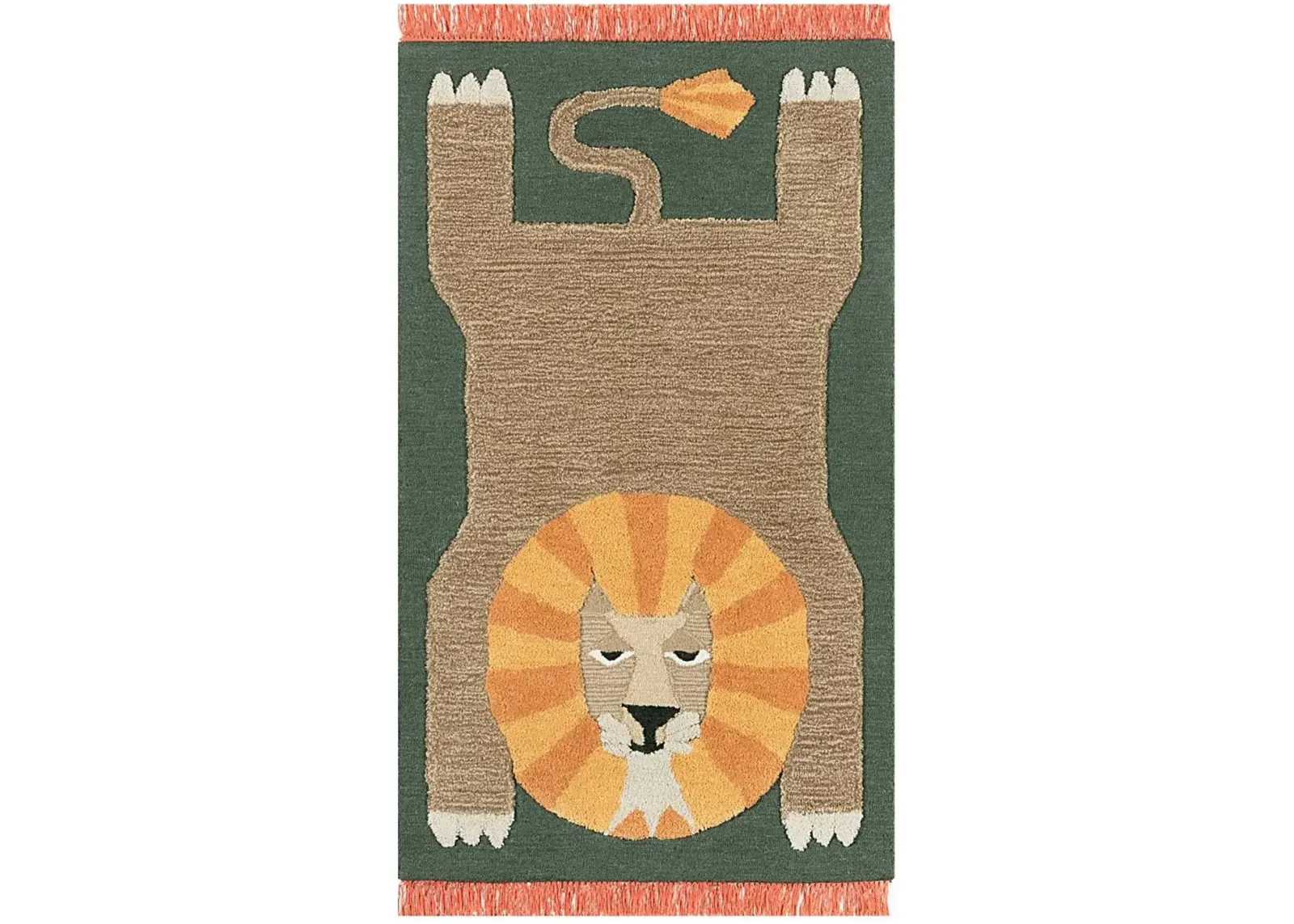 Kids Fierce Lion Green 5' x 7' Rug