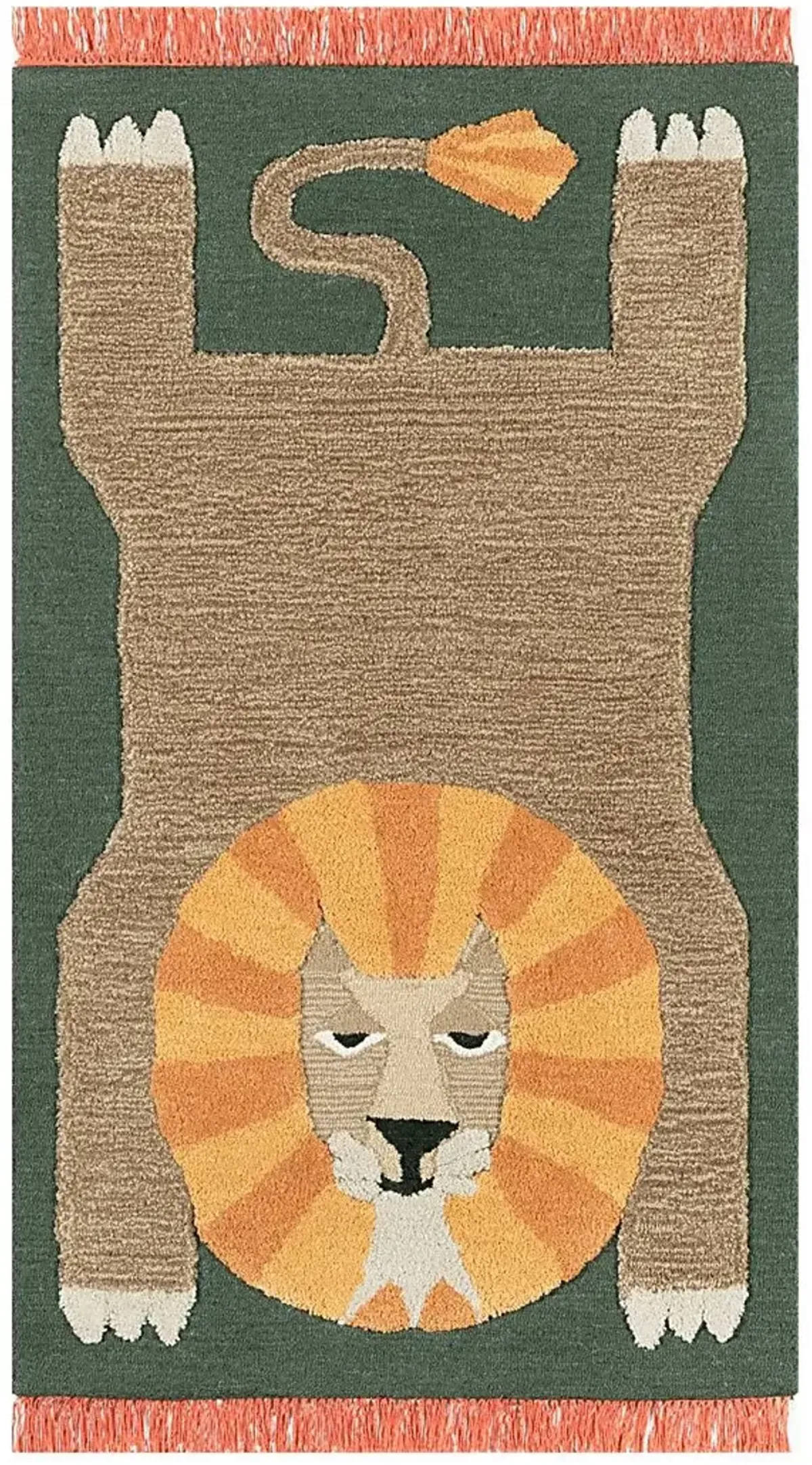 Kids Fierce Lion Green 5' x 7' Rug