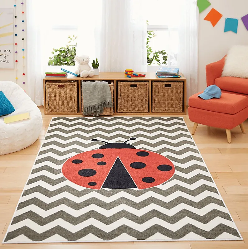 Kids Ladybug Way Red 5' x 8' Rug