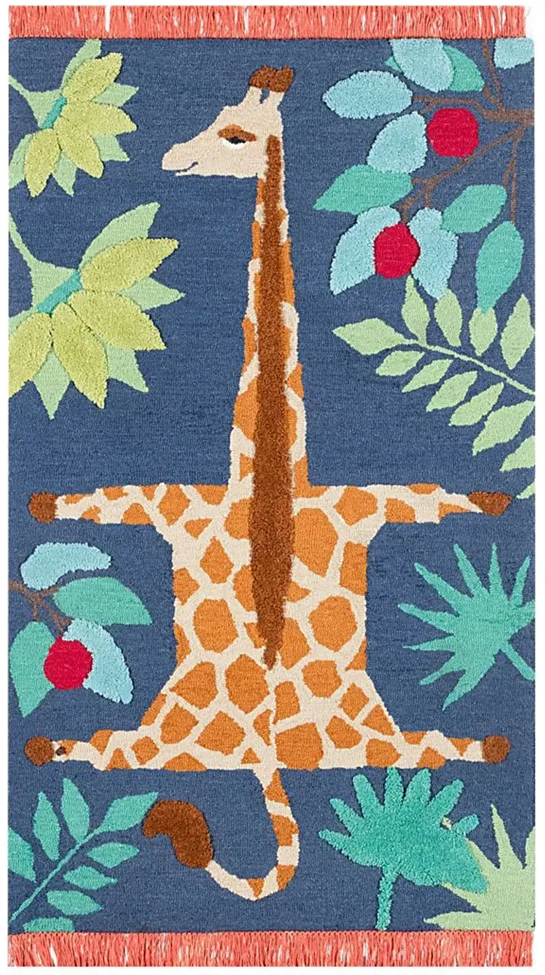 Kids Giggly Giraffe Navy 5' x 7' Rug