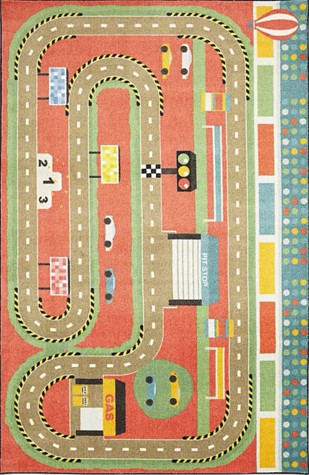 Kids Race Pace Red 5' x 8' Rug