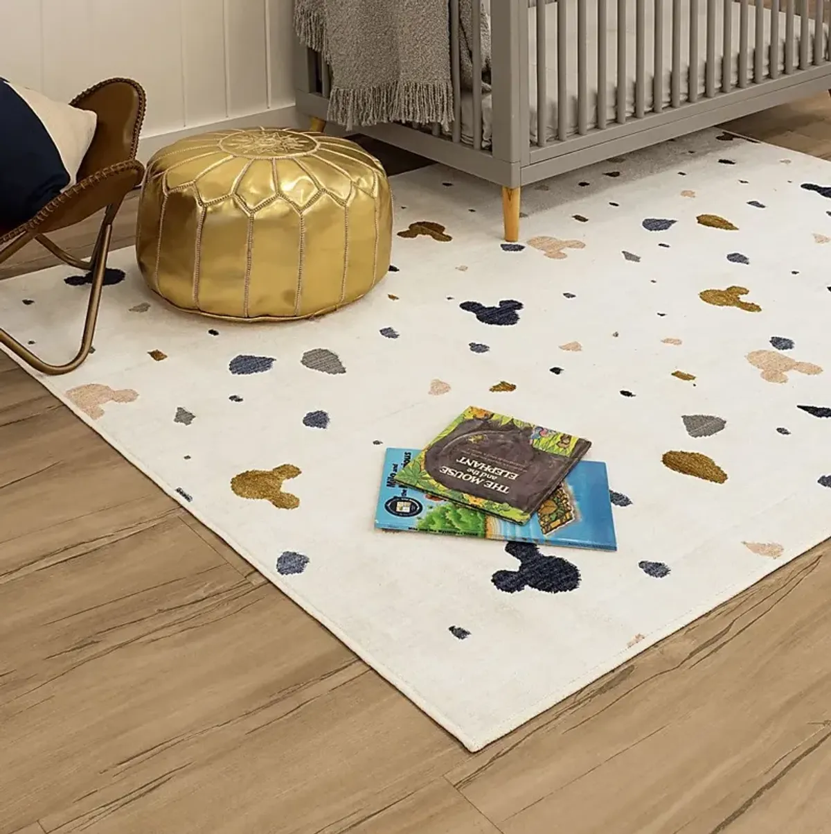 Kids Disney Mickey Mouse Terrazzo Ivory 5' x 7' Rug