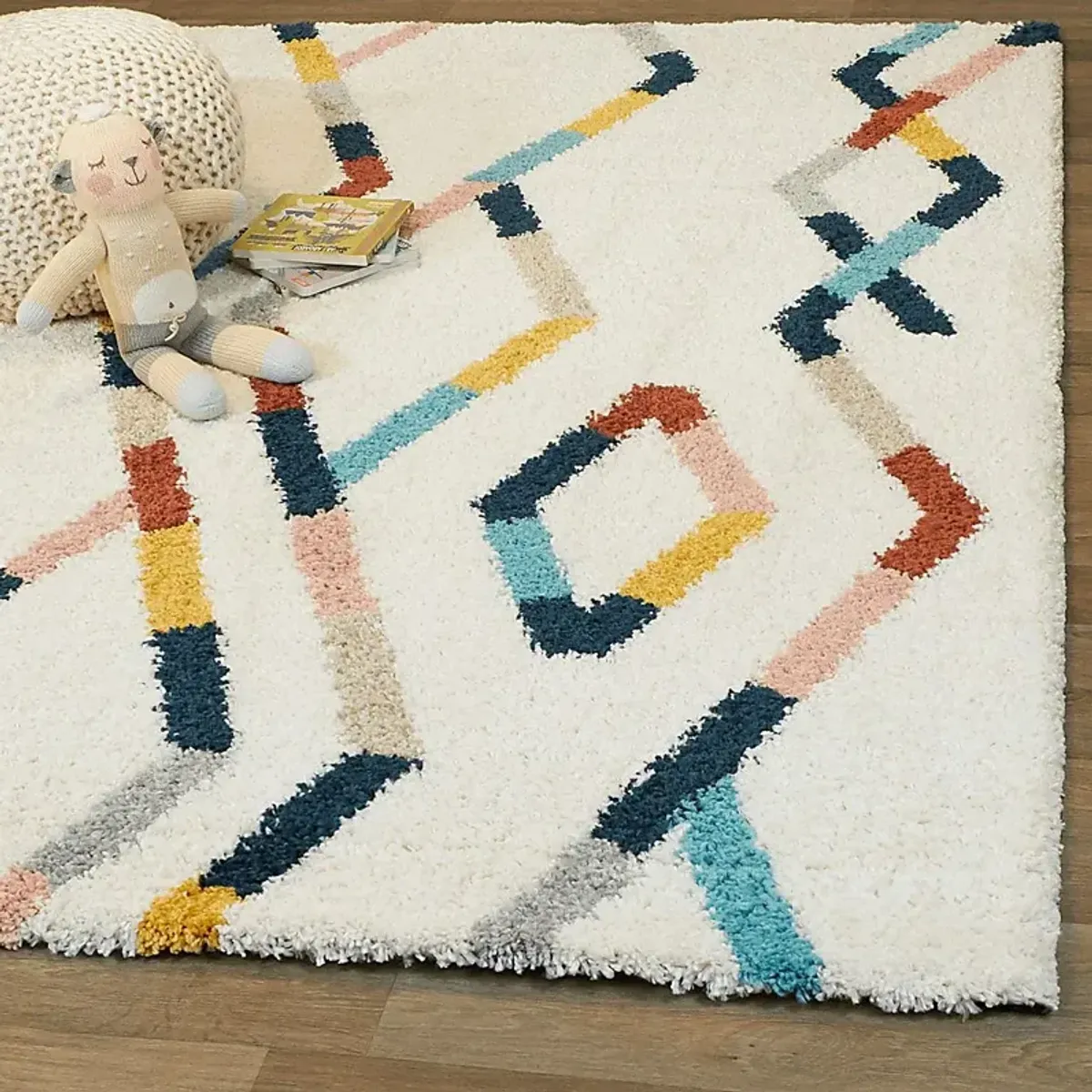 Kids Geometric Fun Cream 7'10 x 10' Rug