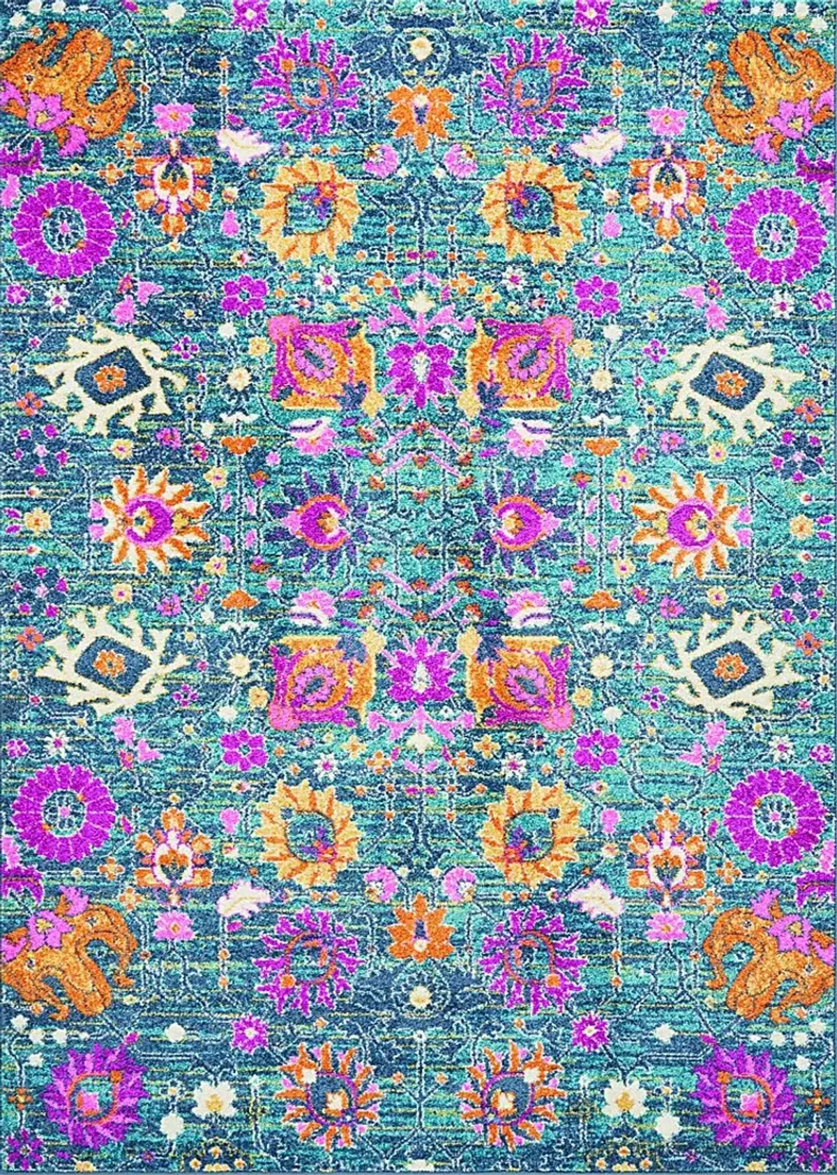 Kids Wildflower Blue 5'3 x 7'3 Rug