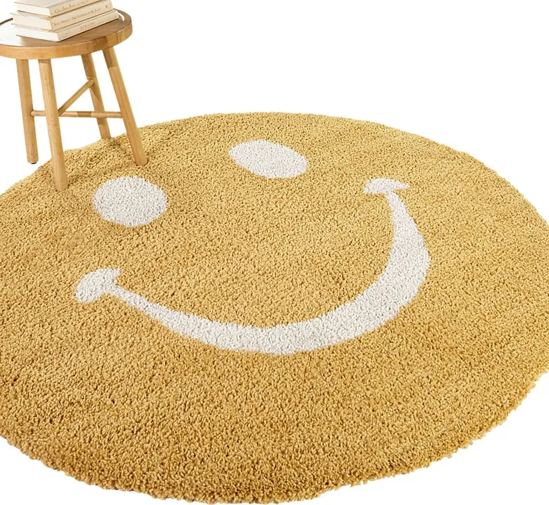 Kids Pagoldia Yellow 5'3 Round Rug