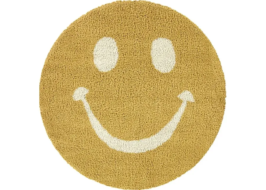 Kids Pagoldia Yellow 5'3 Round Rug