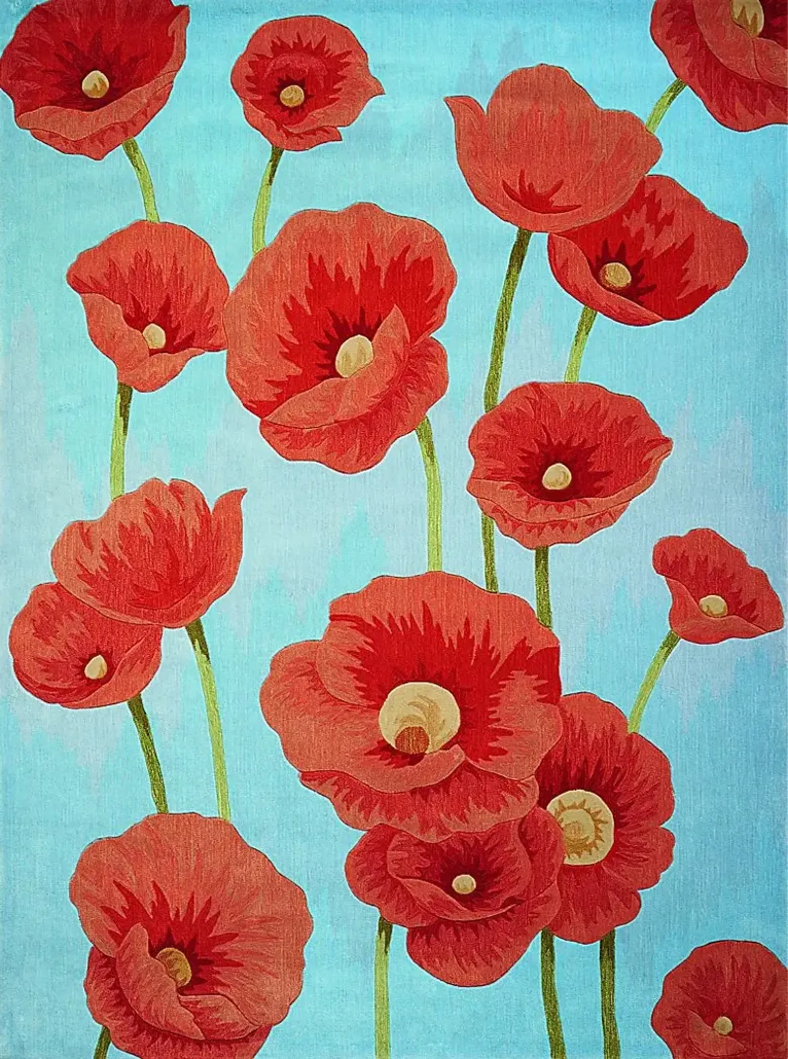 Kids Poppies In Bloom Blue 5' x 7'6 Rug