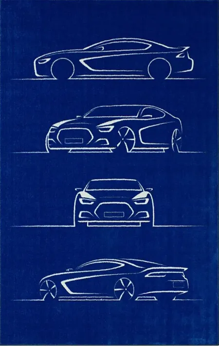 Kids Blueprint Auto Blue 8' x 10' Rug