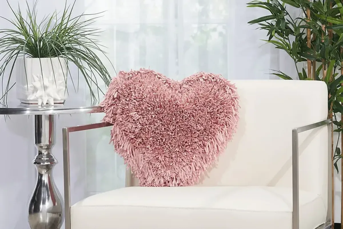 Kids Fuzzy Heart Pink Accent Pillow