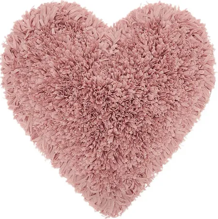 Kids Fuzzy Heart Pink Accent Pillow