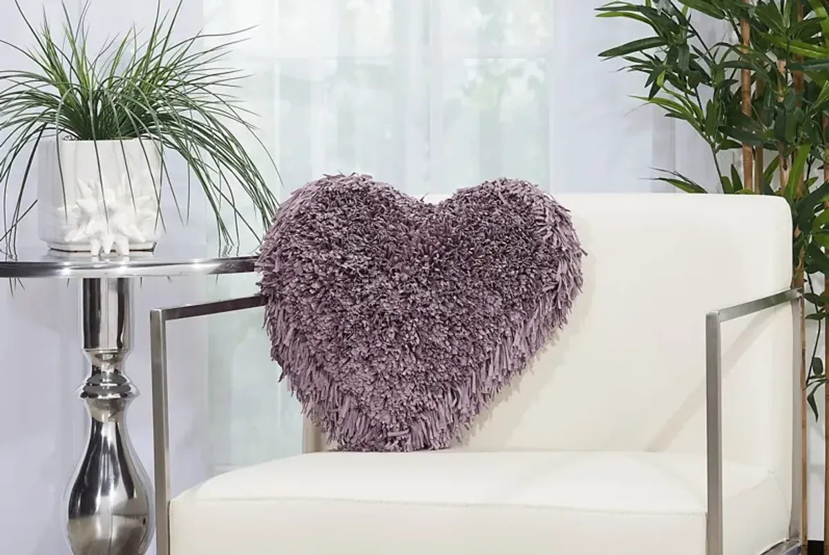 Kids Fuzzy Heart Lavender Accent Pillow