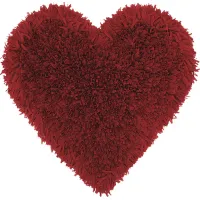 Kids Fuzzy Heart Red Accent Pillow