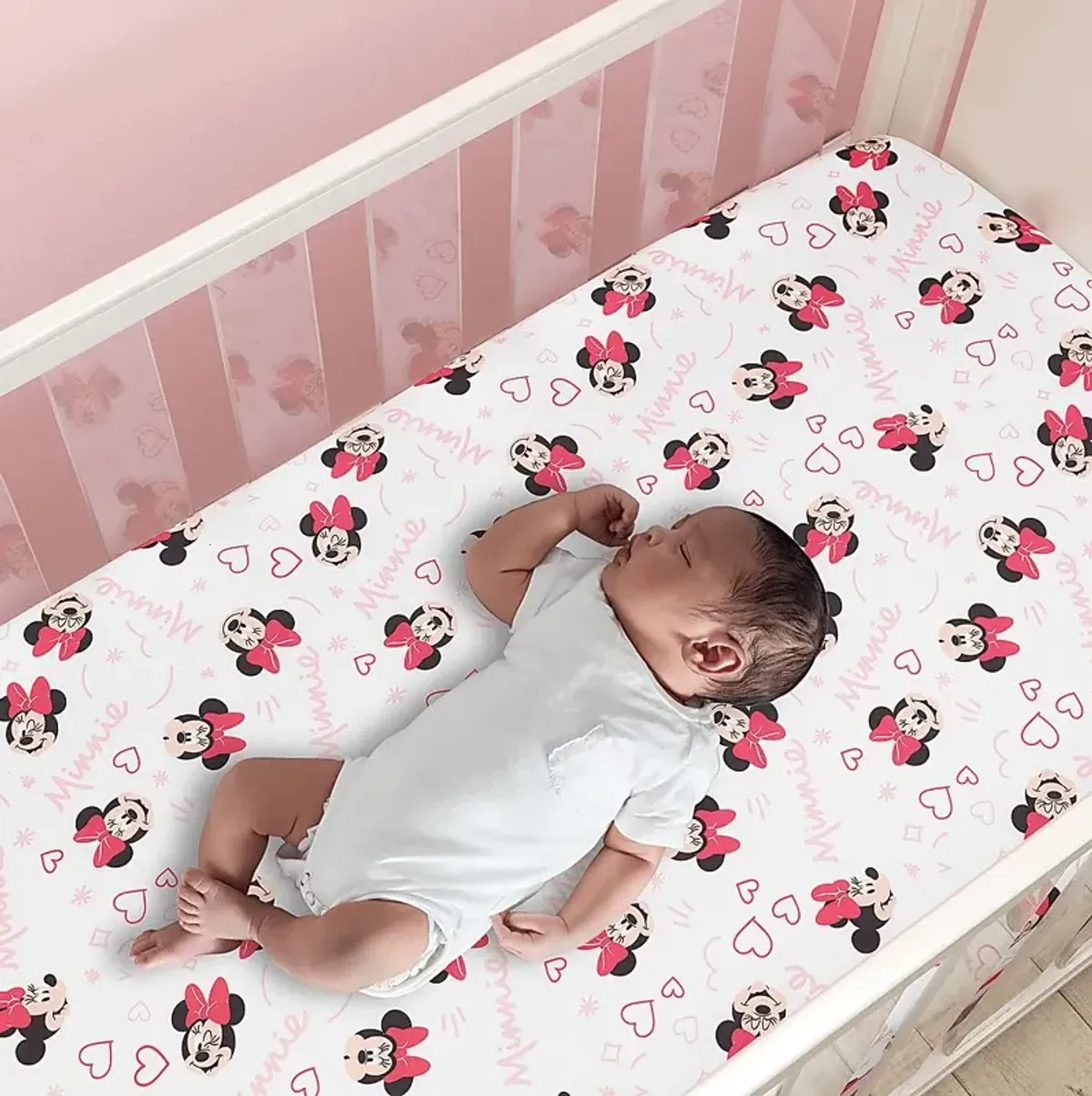 Kids Minnie Mouse Love Pink 3 Pc Baby Bedding Set