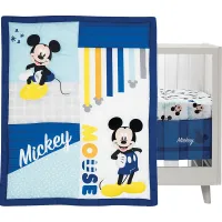Kids Forever Mickey Mouse Blue 3 Pc Baby Bedding Set