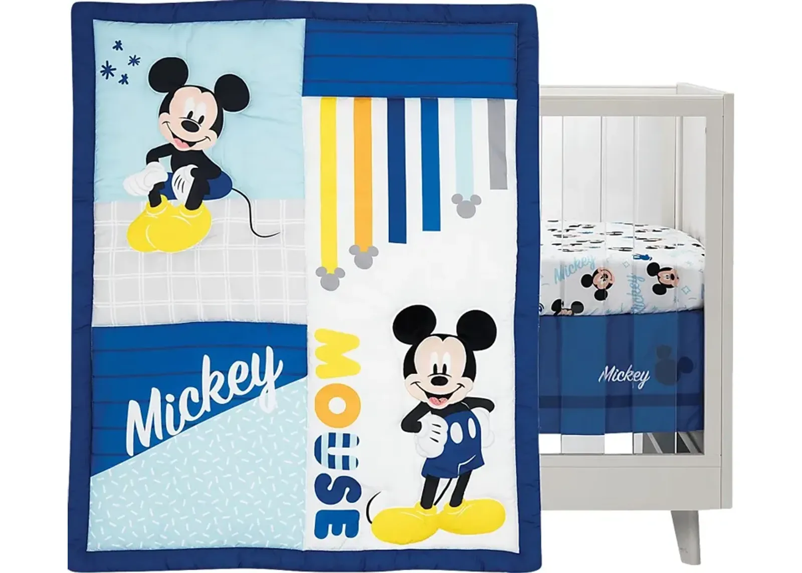 Kids Forever Mickey Mouse Blue 3 Pc Baby Bedding Set