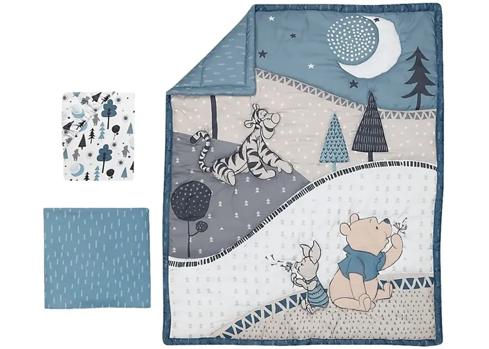 Kids Forever Pooh Blue 3 Pc Baby Bedding Set