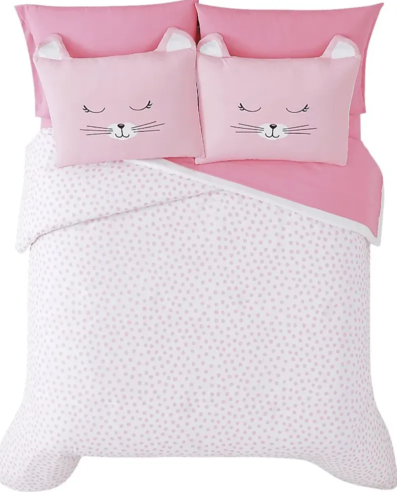Kids Cat Cuddles Pink 7 Pc Full Comforter Set