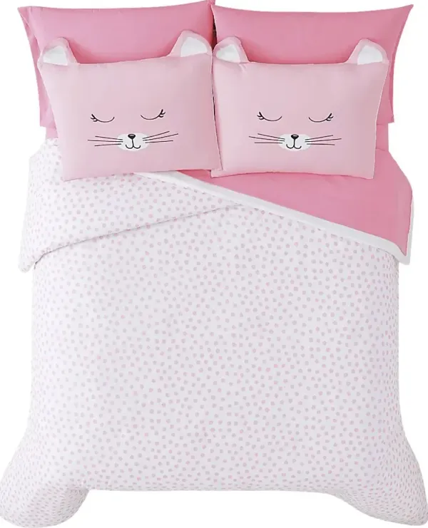 Kids Cat Cuddles Pink Full Comforter Set