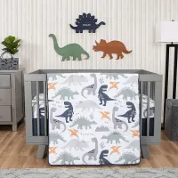 Kids Night Night Dino White Baby Bedding Set