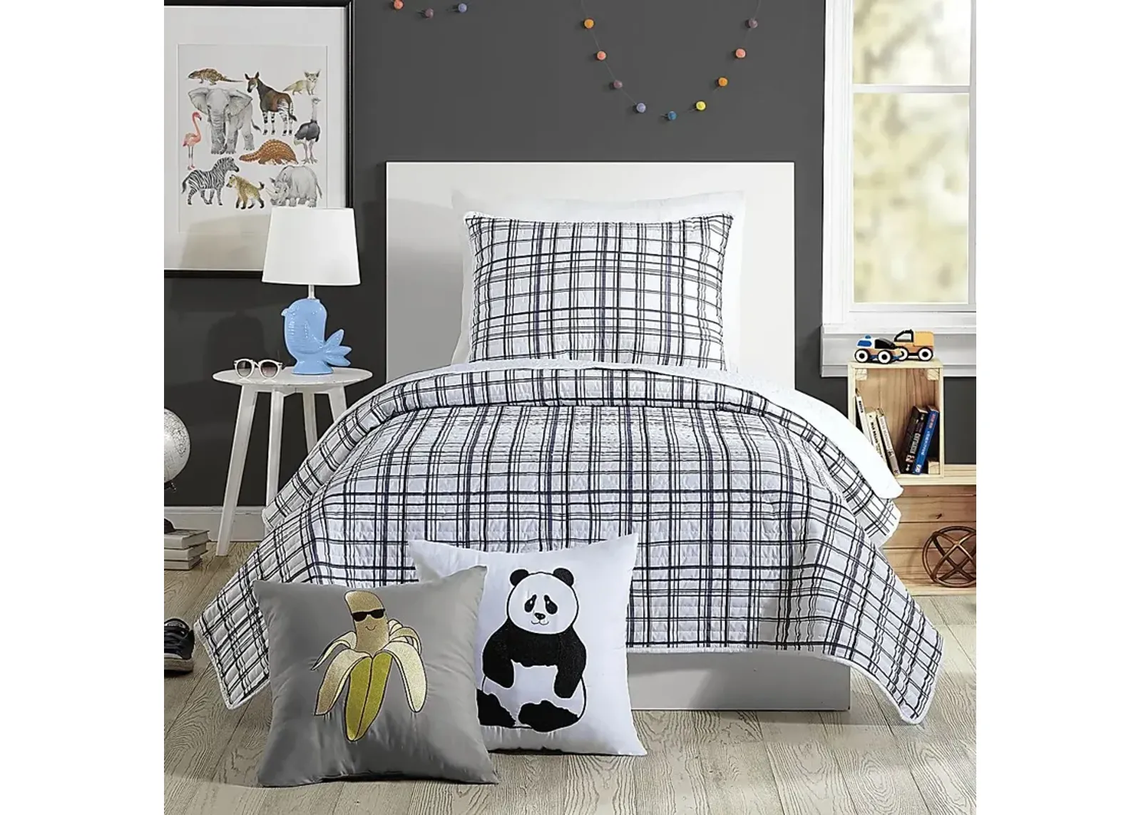 Kids Mintvale Charcoal Twin Quilt