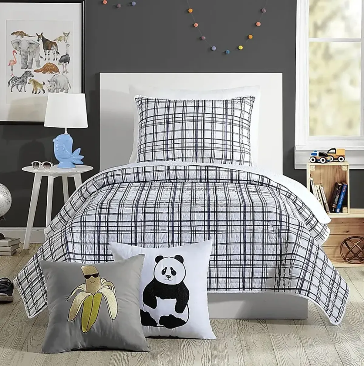 Kids Mintvale Charcoal Twin Quilt