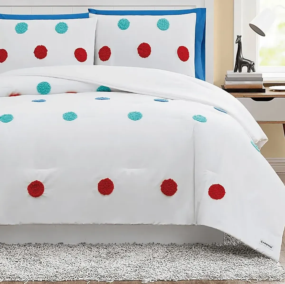 Kids Fuzzy Dot White 2 Pc Twin Comforter Set