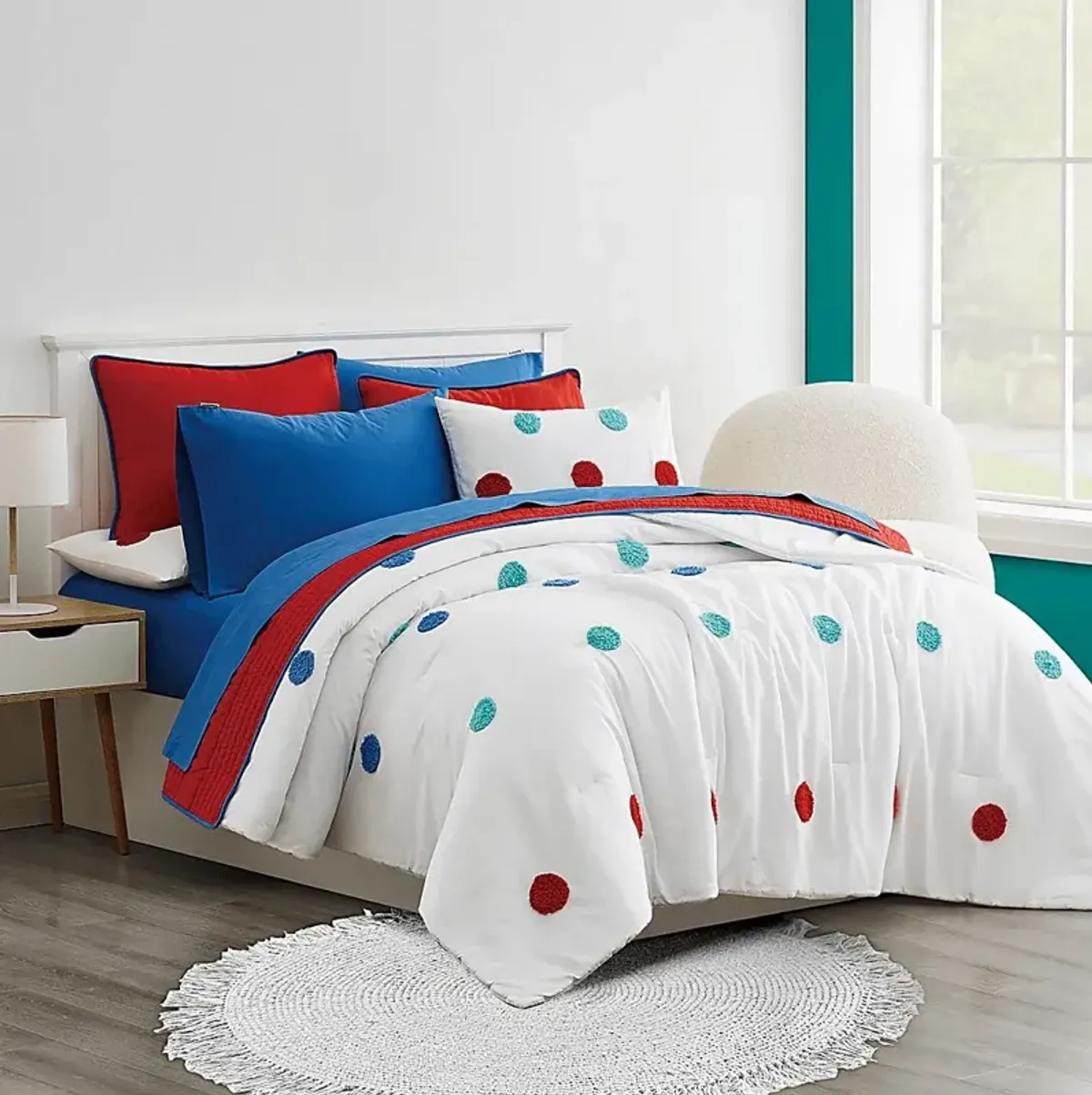 Kids Fuzzy Dot White 2 Pc Twin Comforter Set