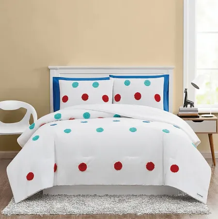 Kids Fuzzy Dot White 2 Pc Twin Comforter Set
