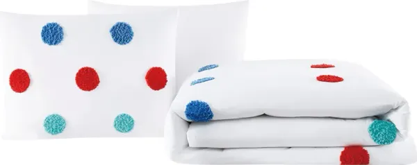 Kids Fuzzy Dot White Full Comforter Set